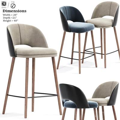 现代吧椅 高脚椅 绒布椅